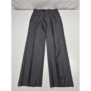 Zanieri Dress Pants Mens 34x32 Gray Pinstripe Pleated Straight Wool Unhemmed